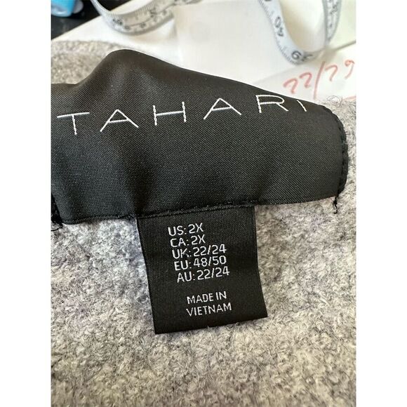 Tahari Wool Blend Open Front Womens Vest Cardigsn 2X Gray Sleeveless Long - Picture 5 of 6